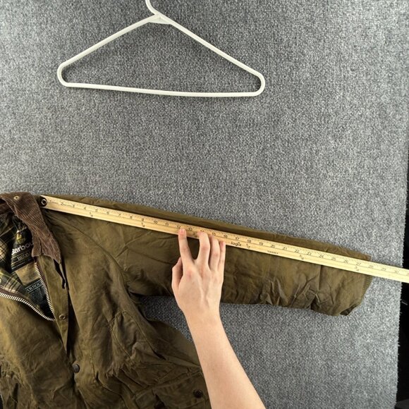 Barbour Bedale A100 Green Size 36 Waxed Jacket Men Outdoors Snap Zip Hunting - Picture 14 of 16